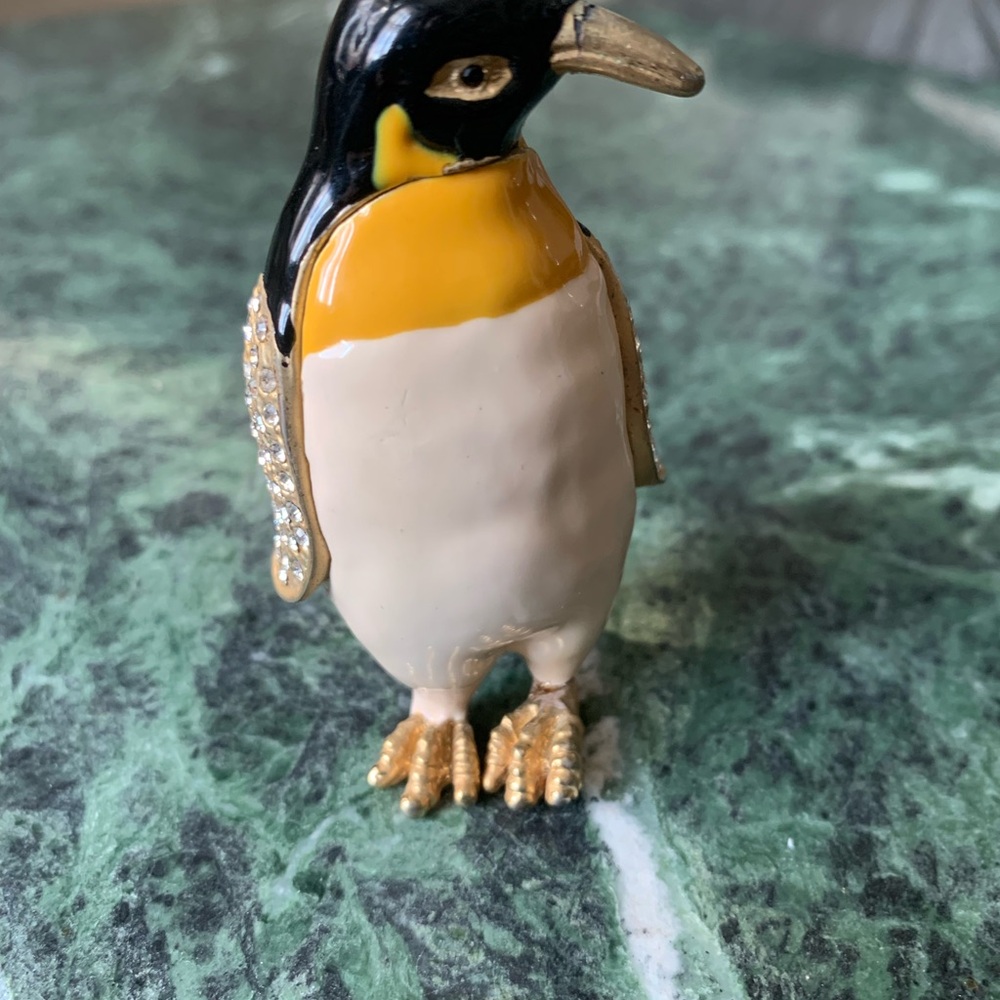 JEWELED PENGUIN TRINKET BOX  SWAROVSKI CRYSTALS